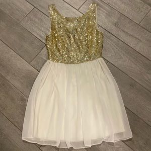 Gold and white party dress